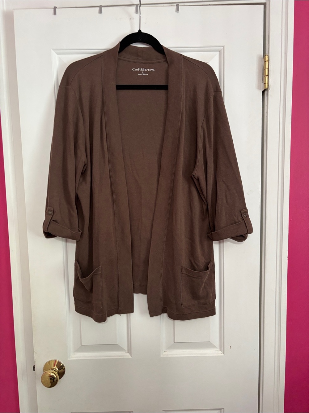 croft & barrow Brown Open-Front Lightweight Cardigan
